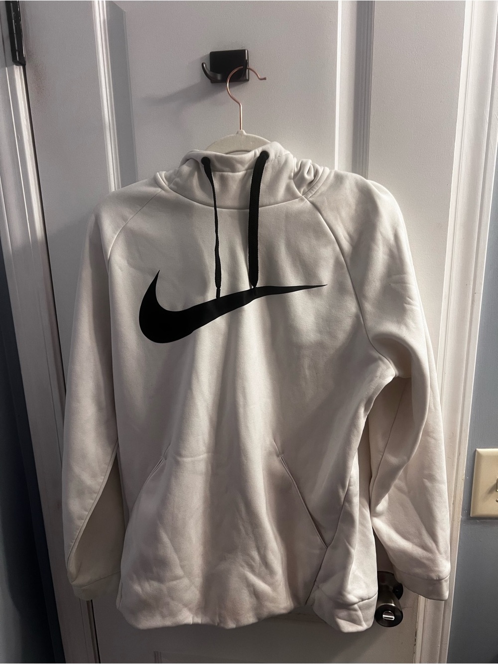 Nike White Crewneck Sweatshirt with Black Swoosh